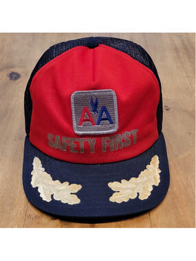 Vintage American Airlines Safety First Trucker Hat Scramble Eggs 80s Jet Plane